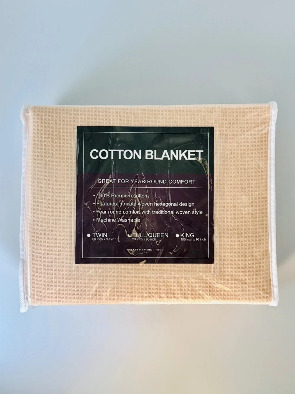 Blue Ridge Home Fashions Blanket 100% Cotton Full Size Waffle Weave Peach Pink